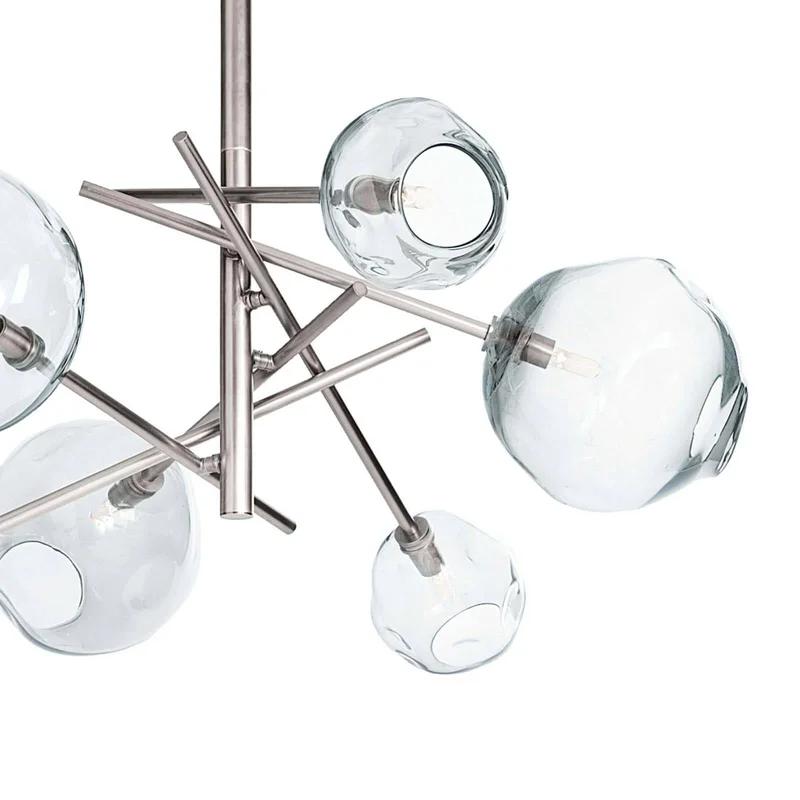 Elegant 6-Light Polished Nickel & Crystal Glass Chandelier