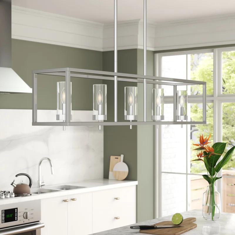 Zire Modern 5-Light Island Pendant with Clear Glass Shades