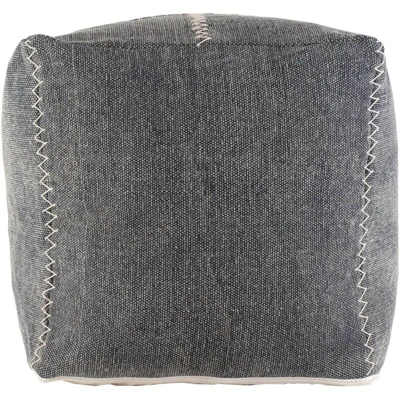 Aarshiya Rustic Square Upholstered Pouf in Natural Charm