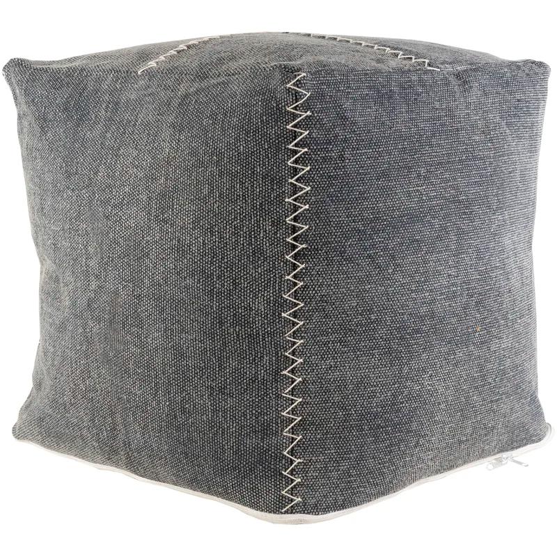 Aarshiya Rustic Square Upholstered Pouf in Natural Charm