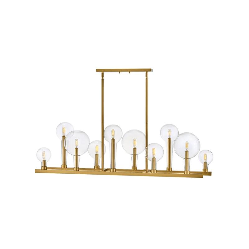 Alchemy 10-Light Lacquered Brass Cage Linear Chandelier