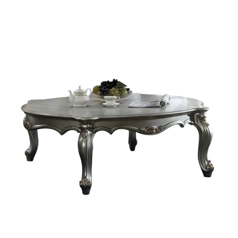 47 Antique Platinum Wood Poly Resin Coffee Table