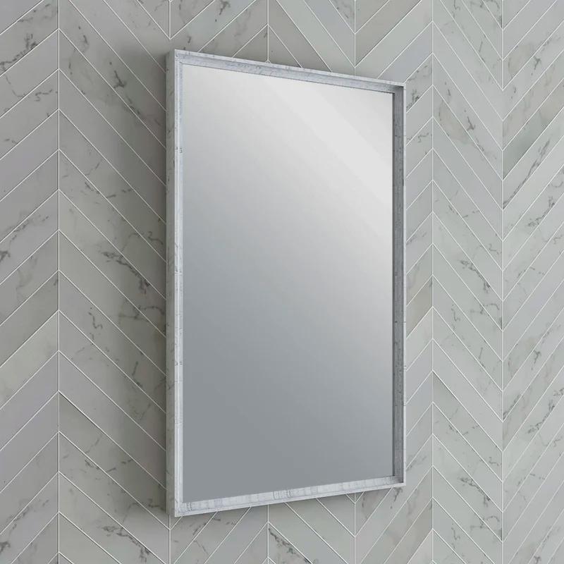 Formosa Rustic White Solid Acacia 20" Rectangular Bathroom Vanity Mirror