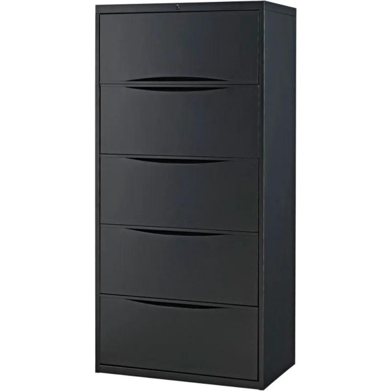 Premium Black Steel 30'' Lateral Legal Size 5-Drawer File Cabinet