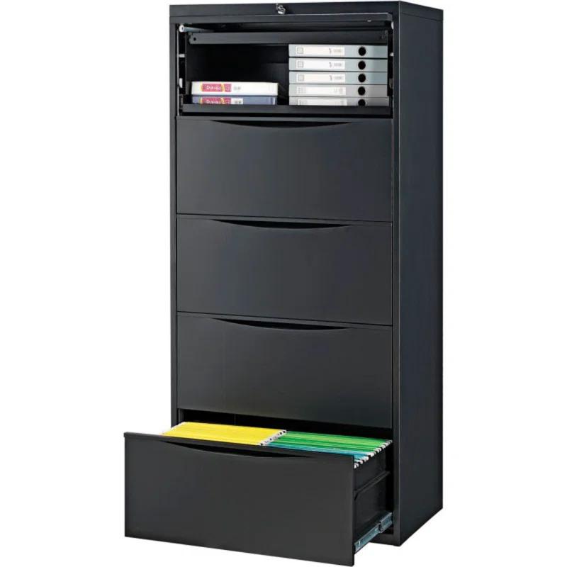 Premium Black Steel 30'' Lateral Legal Size 5-Drawer File Cabinet