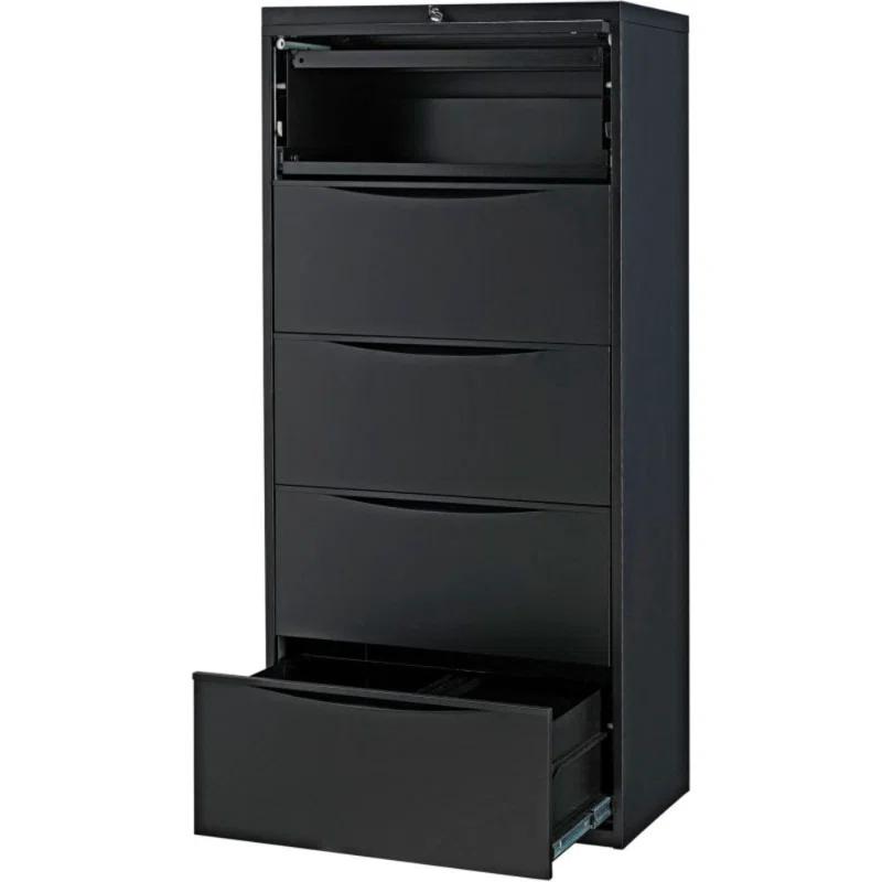 Premium Black Steel 30'' Lateral Legal Size 5-Drawer File Cabinet