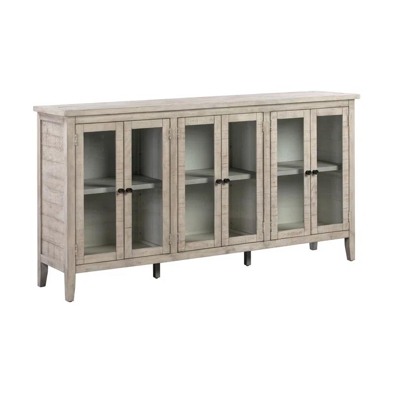 Farmhouse Beige Solid Wood 79'' Wide Sideboard