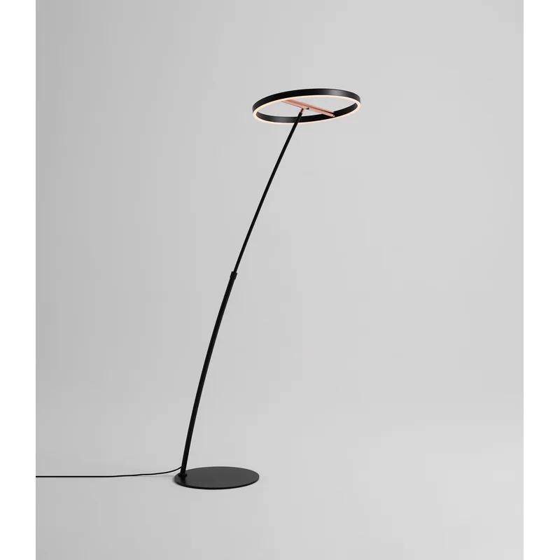 Adjustable Arc Black LED Arched Floor Lamp with Dimmer