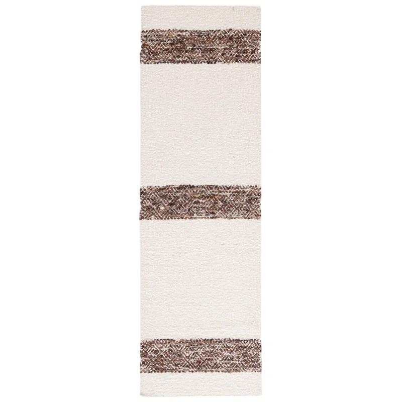 Red Barrel Studio® Natura Hand Woven Wool/Cotton Rug in Brown/Ivory