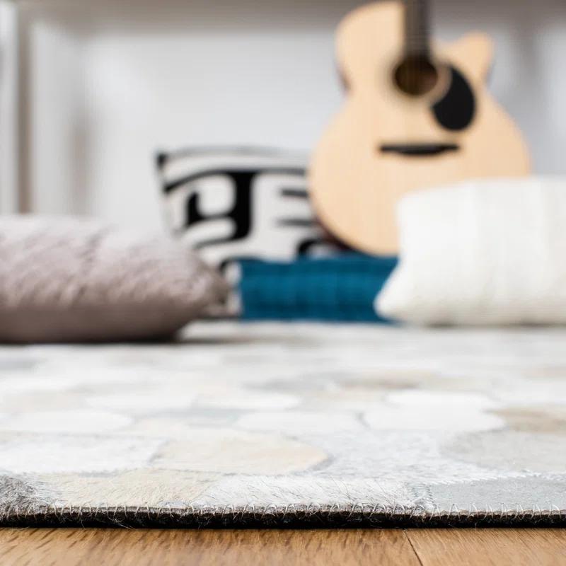 Belday Flat Weave Hair On Leather Rug