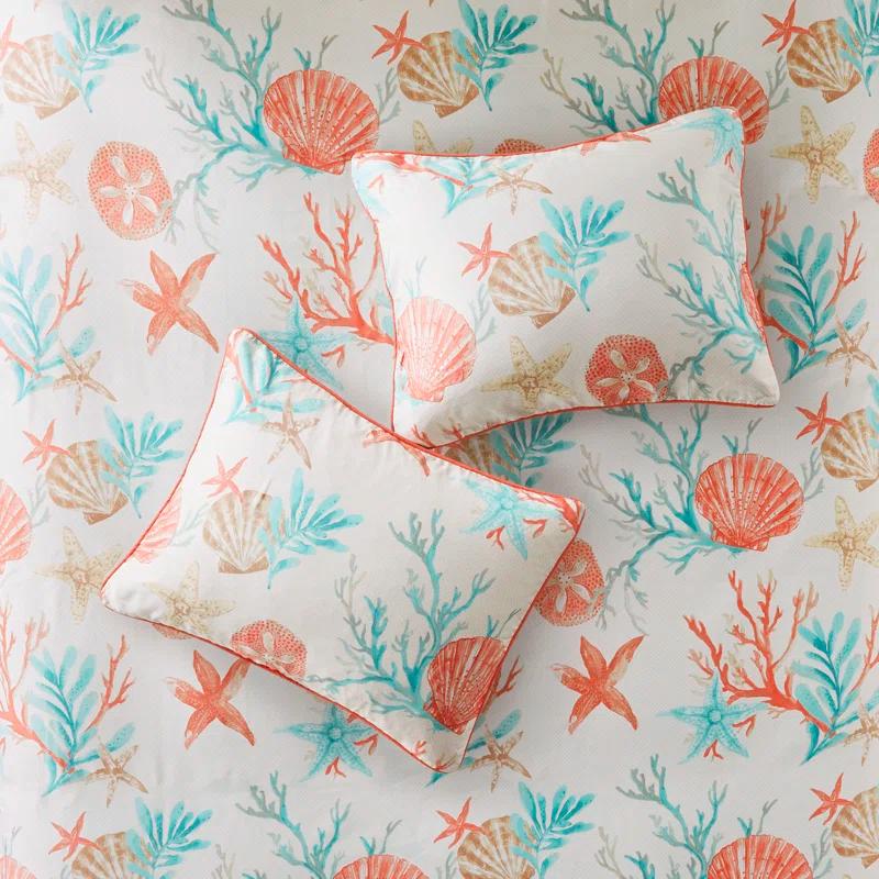 Madison Park Pebble Beach 6 Piece Cotton Sateen Coastal Duvet Cover Set