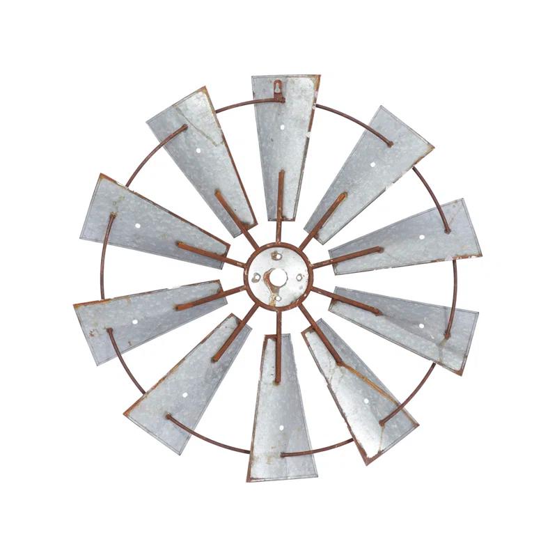 Millwood Pines Metal Indoor Outdoor Windmill Brown Wall Decor