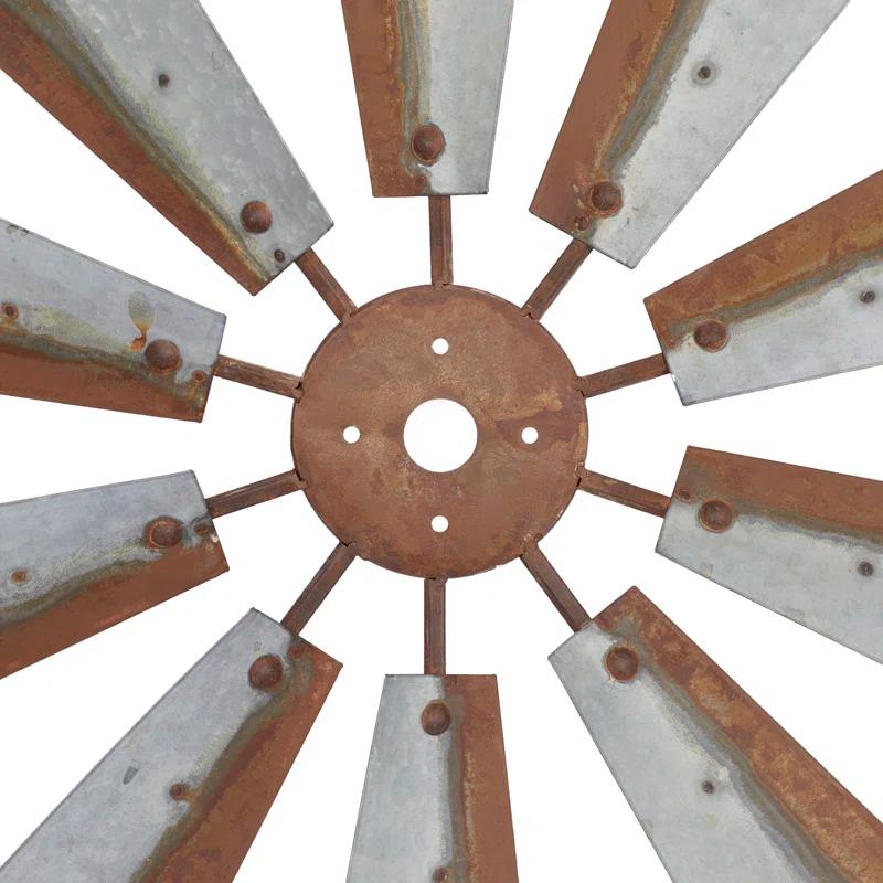 Millwood Pines Metal Indoor Outdoor Windmill Brown Wall Decor