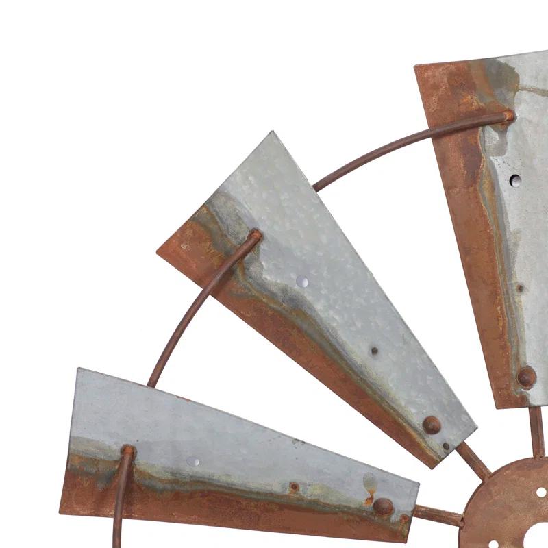 Millwood Pines Metal Indoor Outdoor Windmill Brown Wall Decor