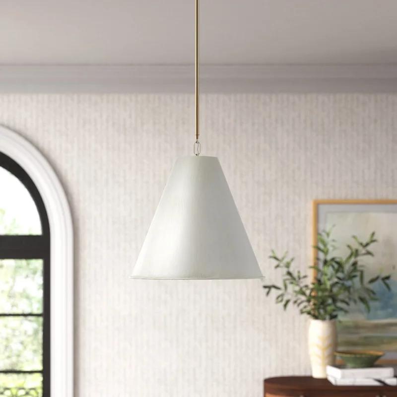 Elegant Gordon Small Pendant in Antique White and Satin Bronze