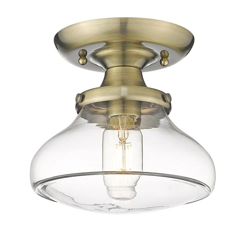 Nash Classic Clear Glass & Aged Brass Semi-Flush Ceiling Light