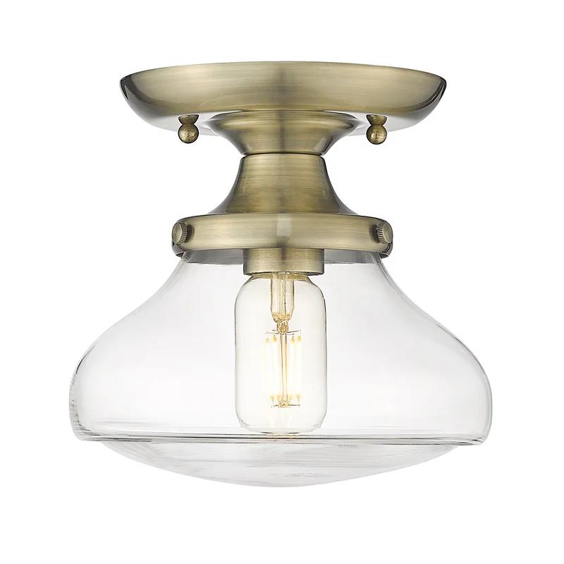 Nash Classic Clear Glass & Aged Brass Semi-Flush Ceiling Light