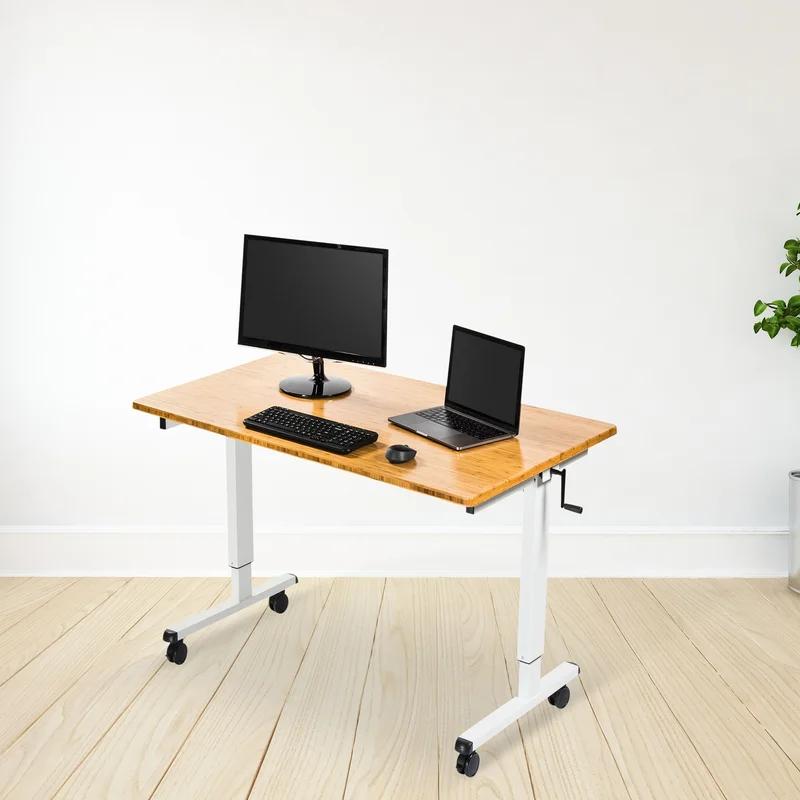 VersaFlex Matte Black 53" Adjustable Standing Desk with Drawer