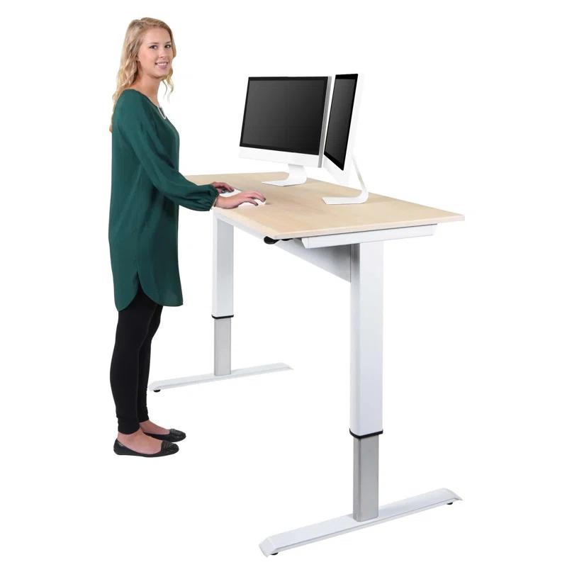 Adjustable 60'' Black Metal Standing Desk with Pneumatic Lift