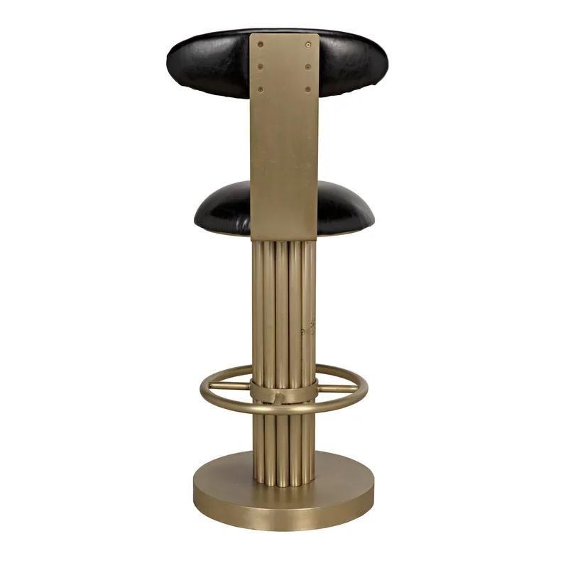 Sedes Art-Deco Black Leather Swivel Counter Stool