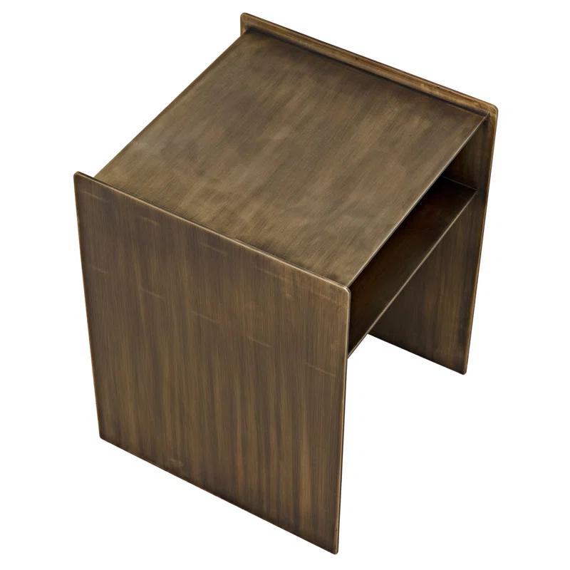 Cyrus Aged Brass Square Metal End Table