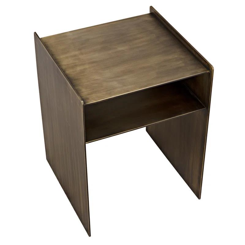 Cyrus Aged Brass Square Metal End Table