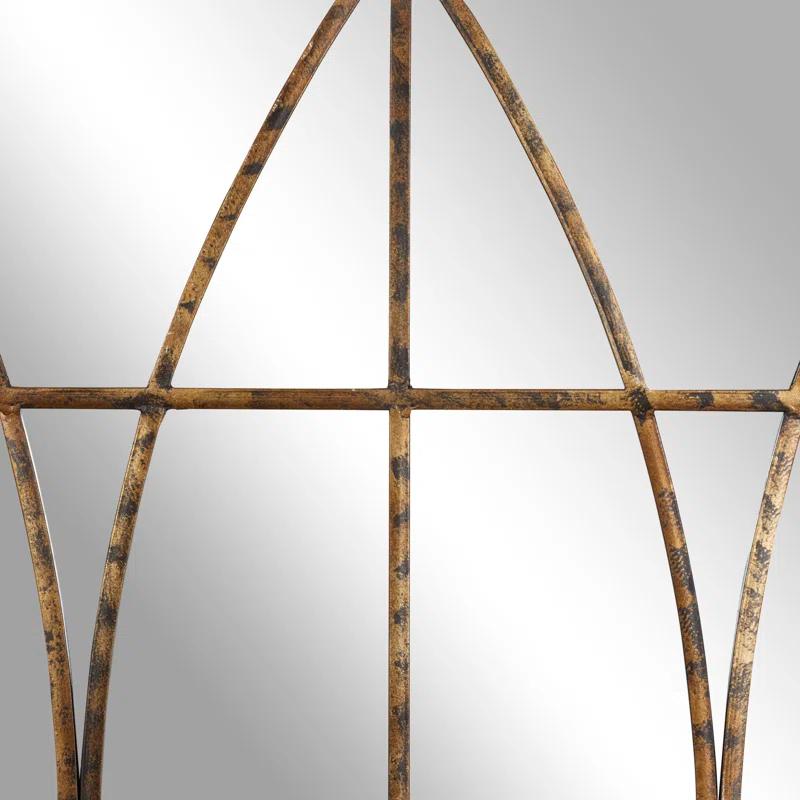 One Allium Way® Metal Window Pane Inspired Room Wall Mirror with Arched Top