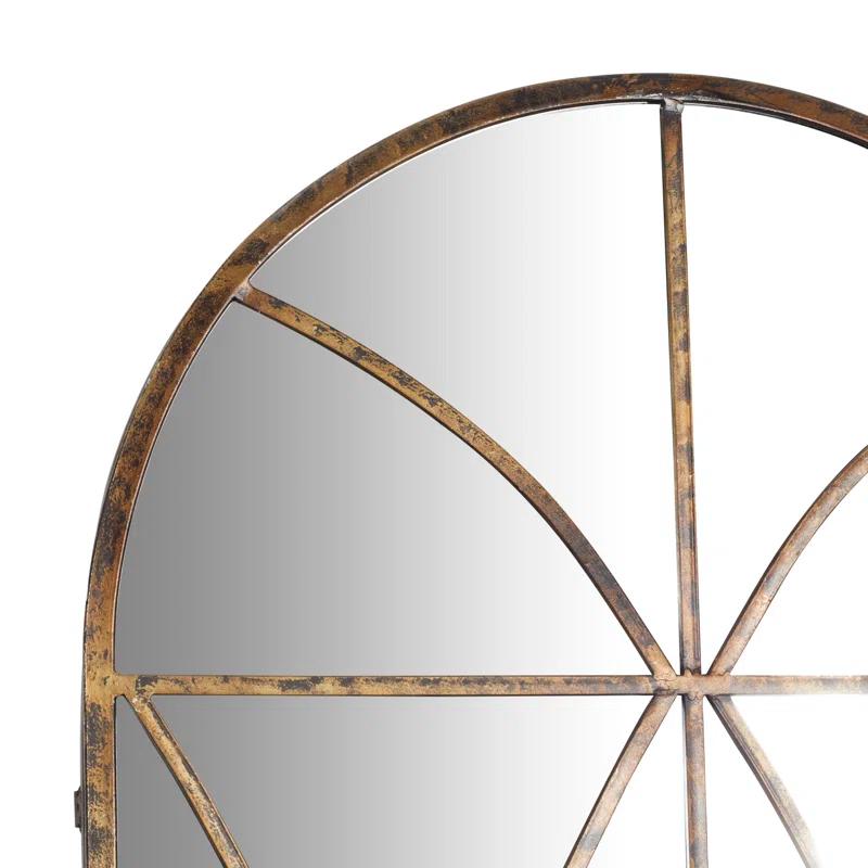 One Allium Way® Metal Window Pane Inspired Room Wall Mirror with Arched Top
