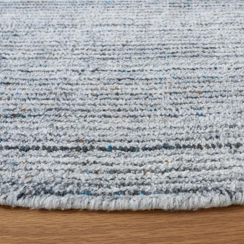 Elegant Gray Abstract Hand-Loomed 8' x 10' Wool-Viscose Blend Rug