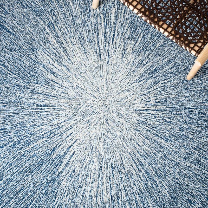 Handmade Elegance 59" Square Tufted Blue Wool Rug