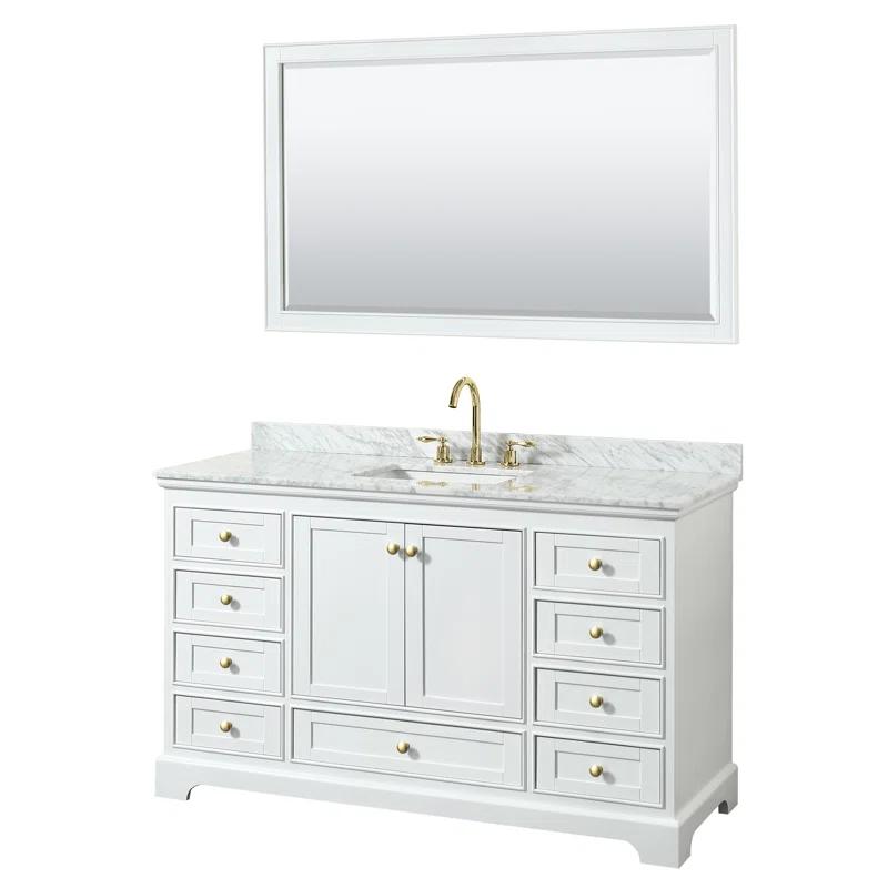 Wyndham Collection Deborah 60'' Single Bathroom Vanity with Marble Top with Mirror