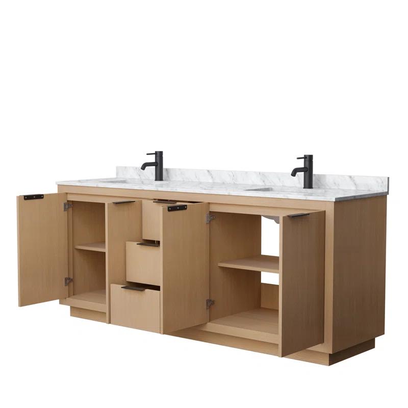 Wyndham Collection Maroni 80'' Double Bathroom Vanity with Marble Top