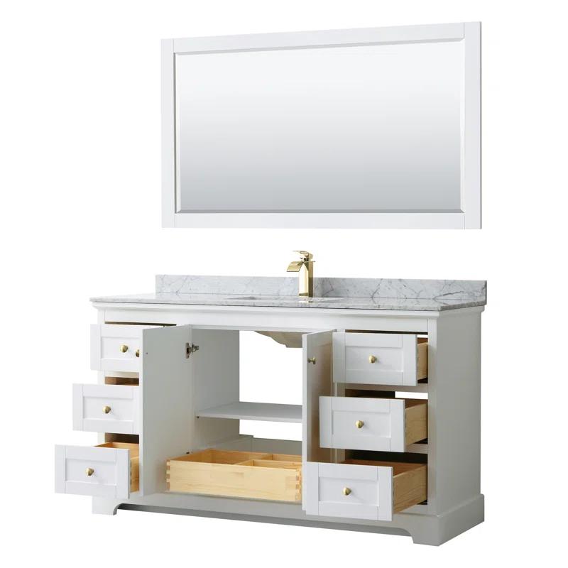 Wyndham Collection Avery 60'' Single Bathroom Vanity with Marble Top with Mirror