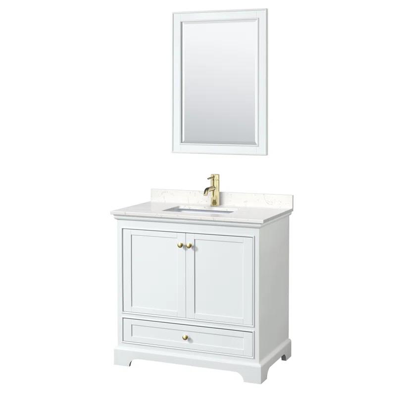 Wyndham Collection Deborah 36'' Single Bathroom Vanity with Marble Top with Mirror