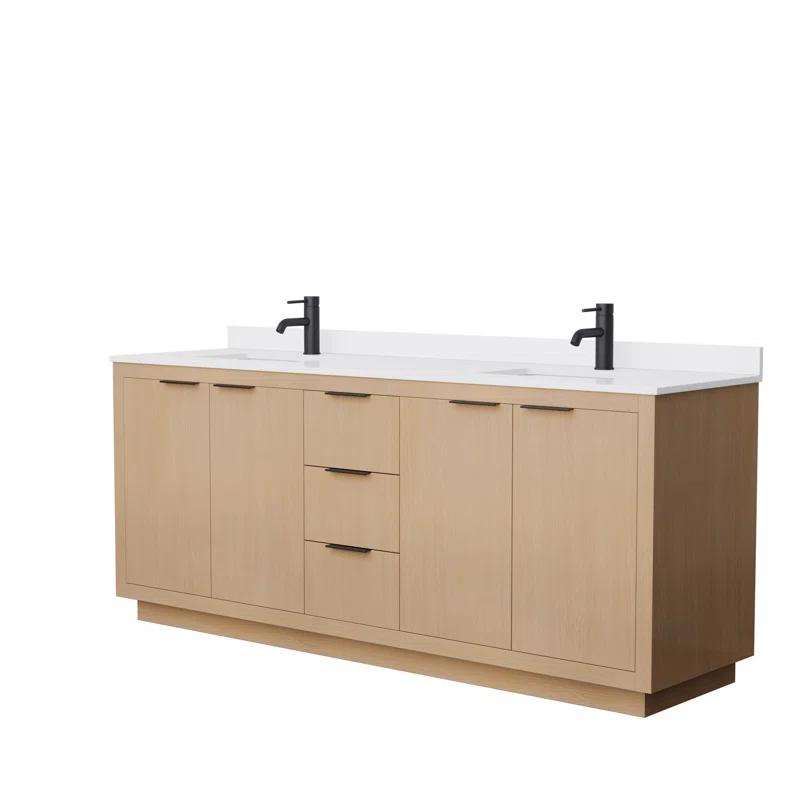 Wyndham Collection Maroni 80'' Double Bathroom Vanity with Marble Top