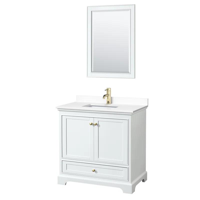 Wyndham Collection Deborah 36'' Single Bathroom Vanity with Marble Top with Mirror