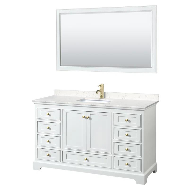 Wyndham Collection Deborah 60'' Single Bathroom Vanity with Marble Top with Mirror