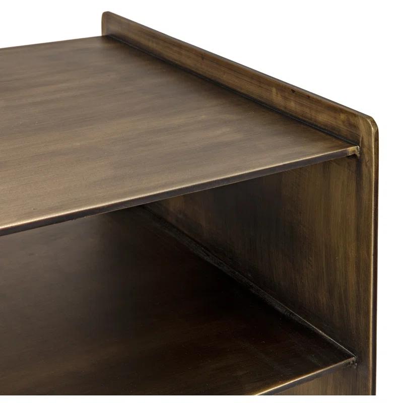 Cyrus Aged Brass Square Metal End Table