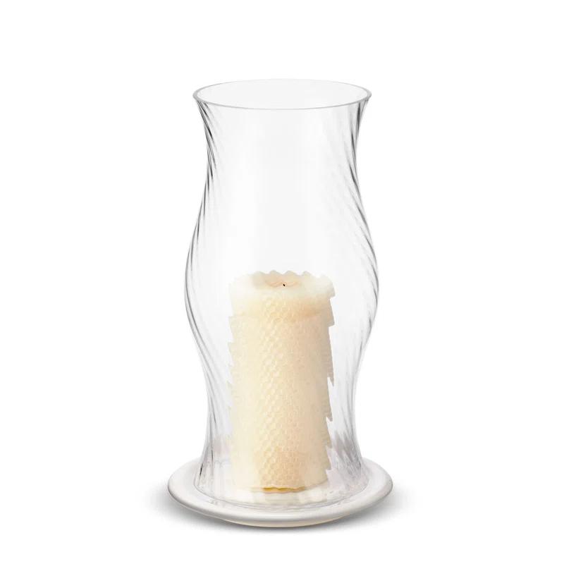 Small Cream Ceramic Base Glass Hurricane Lamp