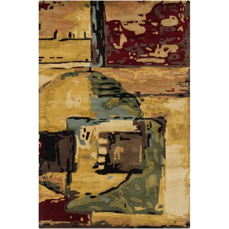 Nirvana Blue and Beige Wool Abstract 5' x 7' Rug