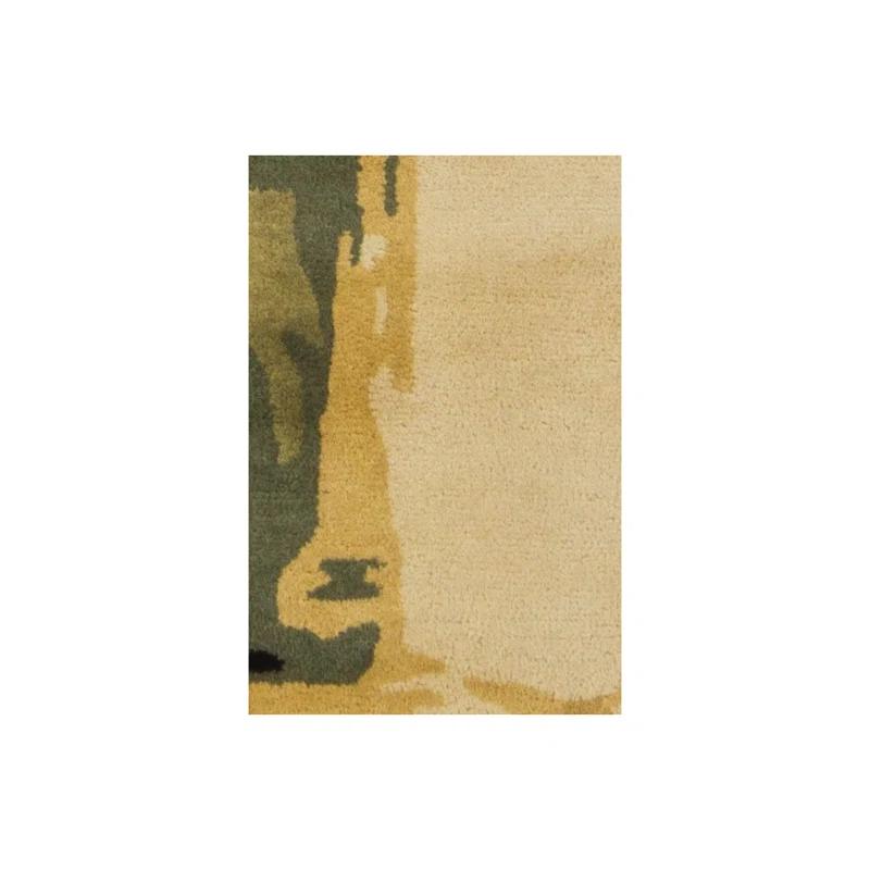 Nirvana Blue and Beige Wool Abstract 5' x 7' Rug