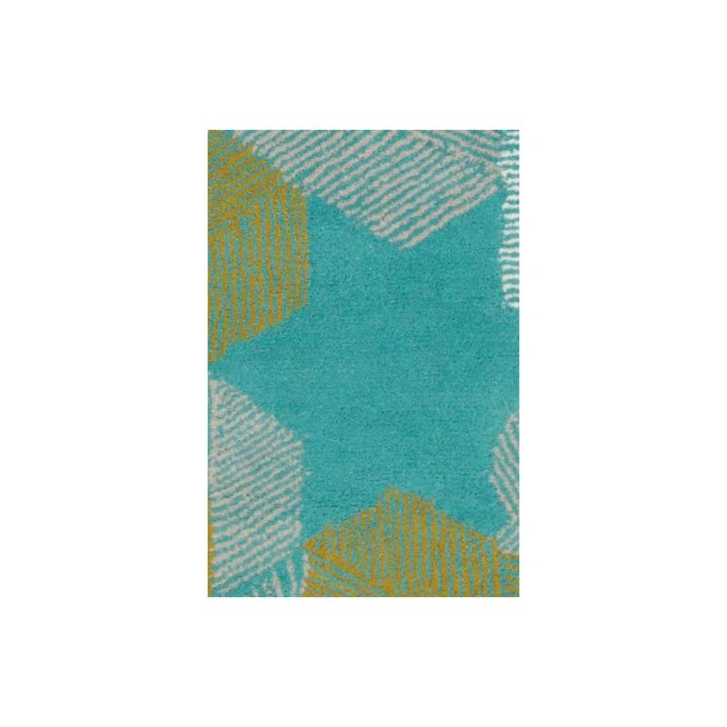 Handmade White Tufted Wool and Viscose 5' x 7' Rug