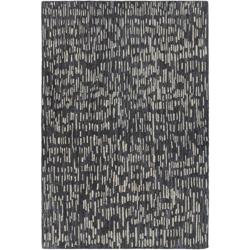 Misty Hand-Tufted Wool Abstract Rug in Black 7'9" x 10'6"