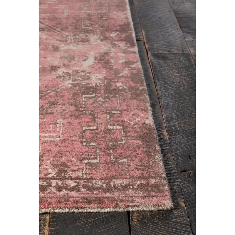 Chandra Tayla Hand-Tufted Wool Area Rug in Pink and Brown, 5'x7'6"