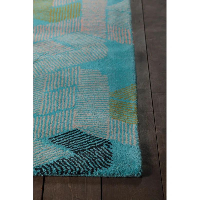 Handmade White Tufted Wool and Viscose 5' x 7' Rug