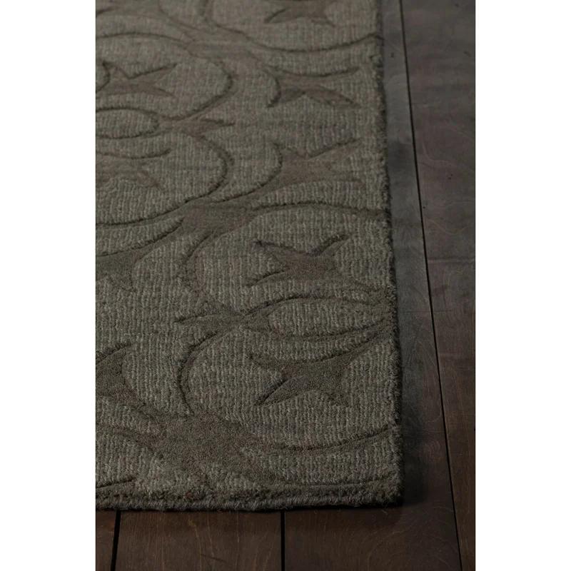 Hand-Tufted Elegance Rectangular Gray Wool Rug 9' x 13'