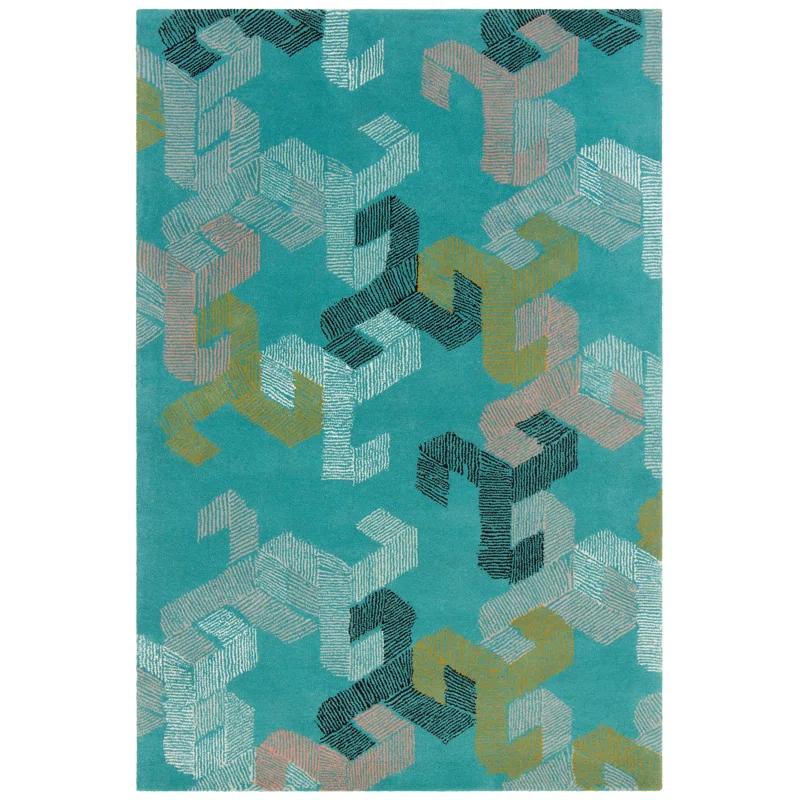 Handmade White Tufted Wool and Viscose 5' x 7' Rug
