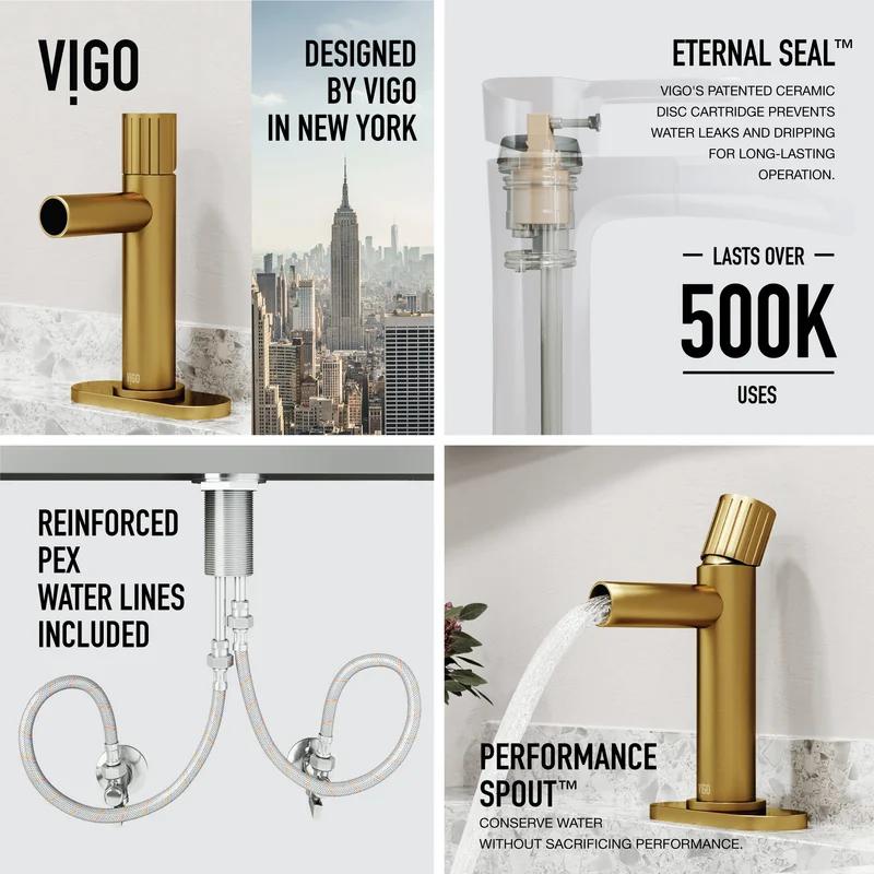 Ashford Matte Brushed Gold Single-Hole Brass Bathroom Faucet