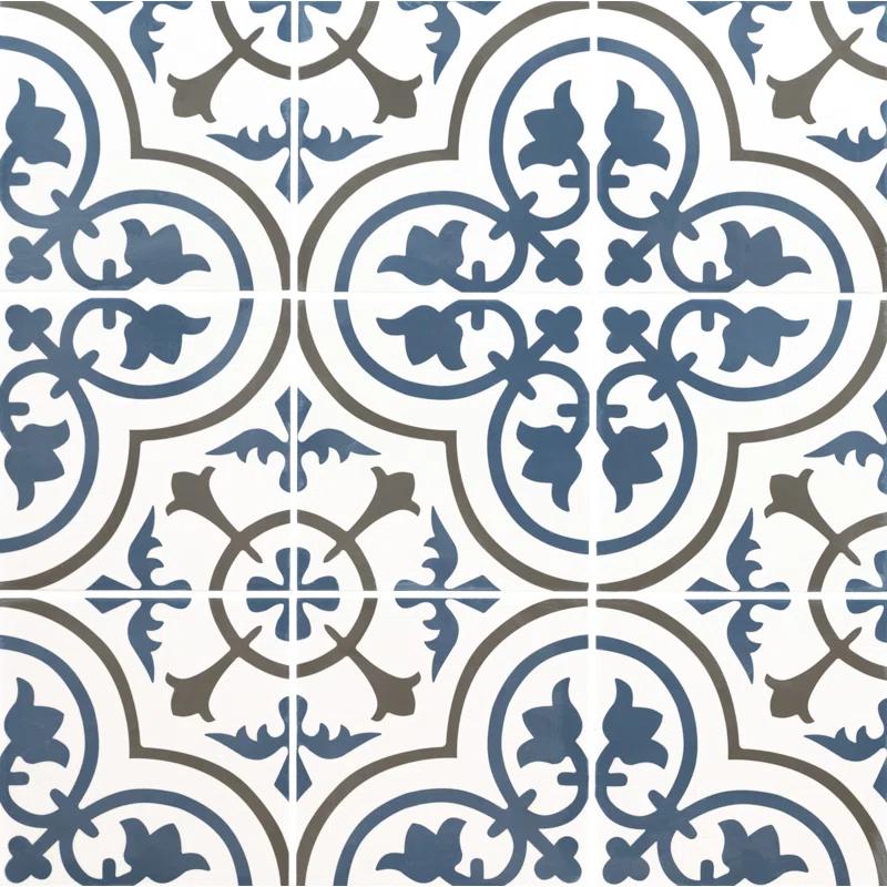 Amara 8" x 8" Encaustic Look Matte Porcelain Floor & Wall Tile