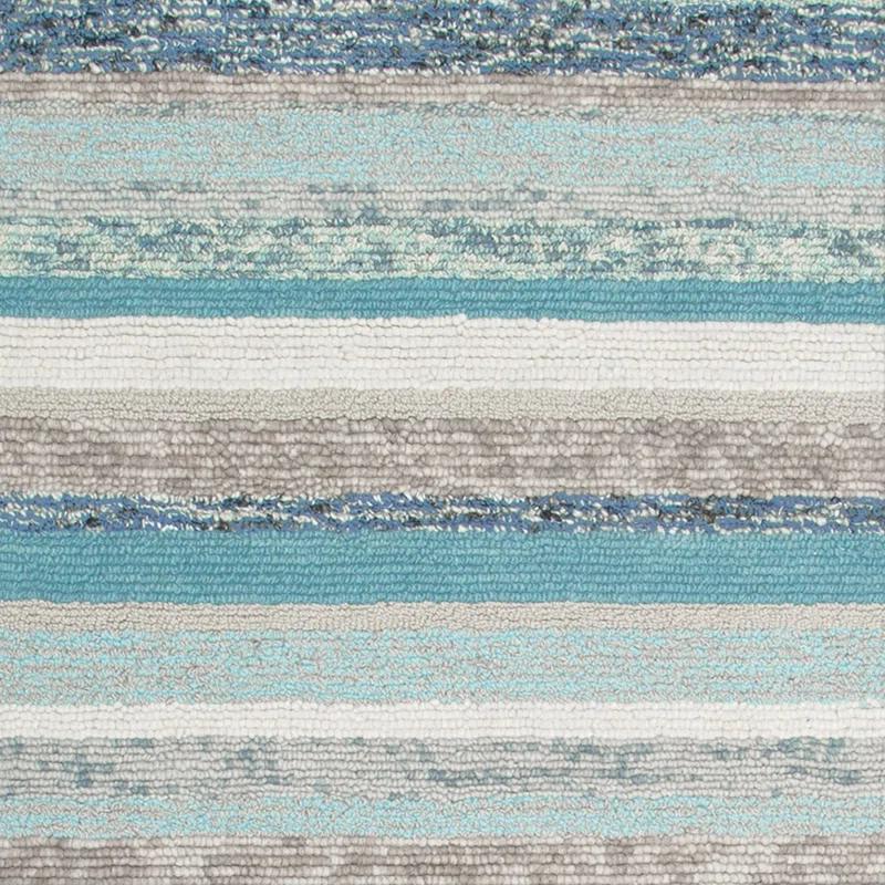 Fairfield Striped Handmade Tufted Blue/White/Brown Area Rug